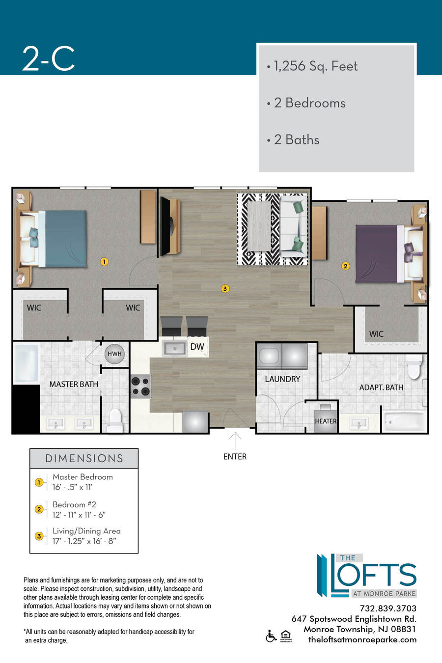 The Lofts at Monroe Park Apartment Floor Plan 2C